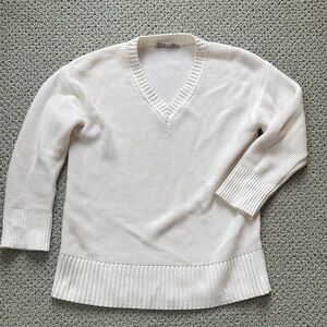 Everlane 100% cotton oversized v neck cream sweater XS